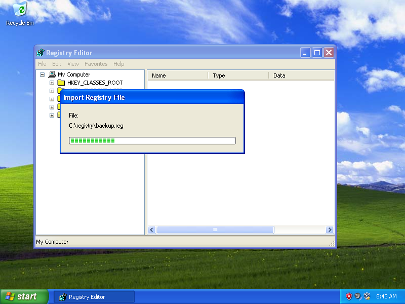 Windows xp registry backup and restore
